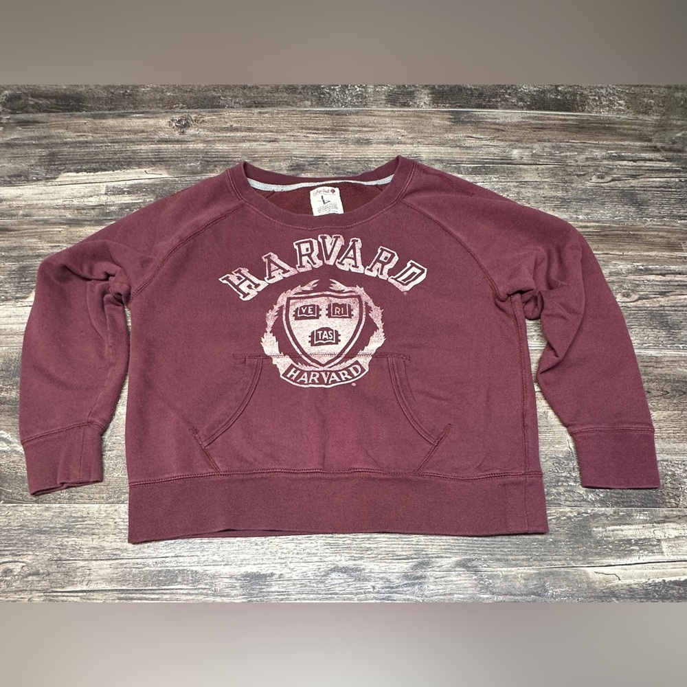 College Vault Harvard Sweatshirt Men’s Large Burgundy Distressed GUC